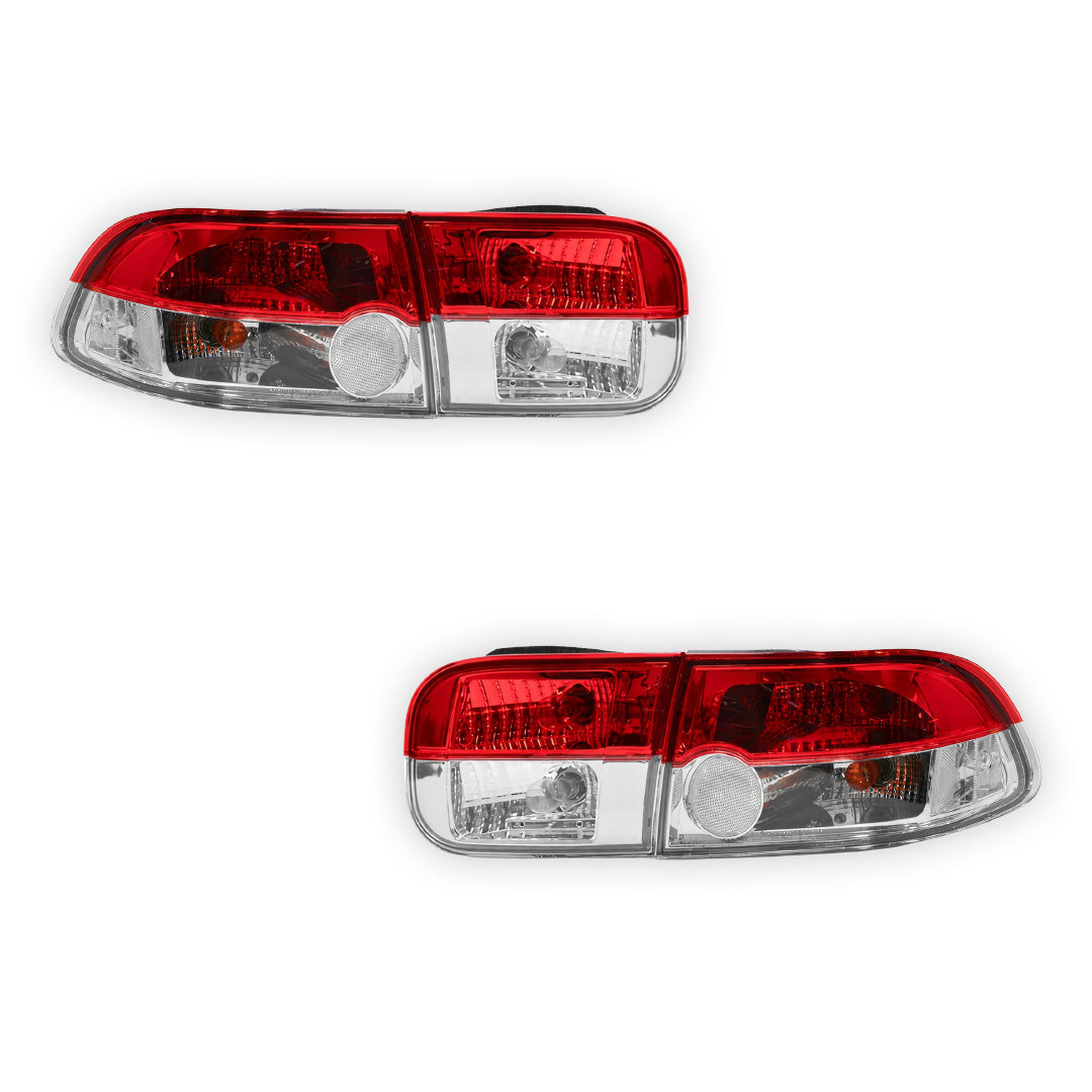Honda Civic EH (1992 - 1995) JDM Clear Red Halogen Tail Lights LH + RH