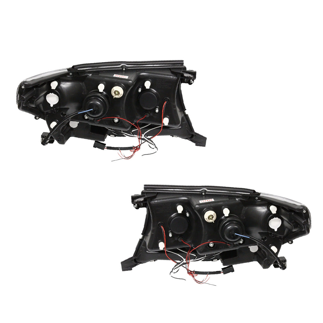 Toyota LandCruiser 200 Series (2007 - 2015) Clear / Black Halo Angel Eyes Headlights LH + RH