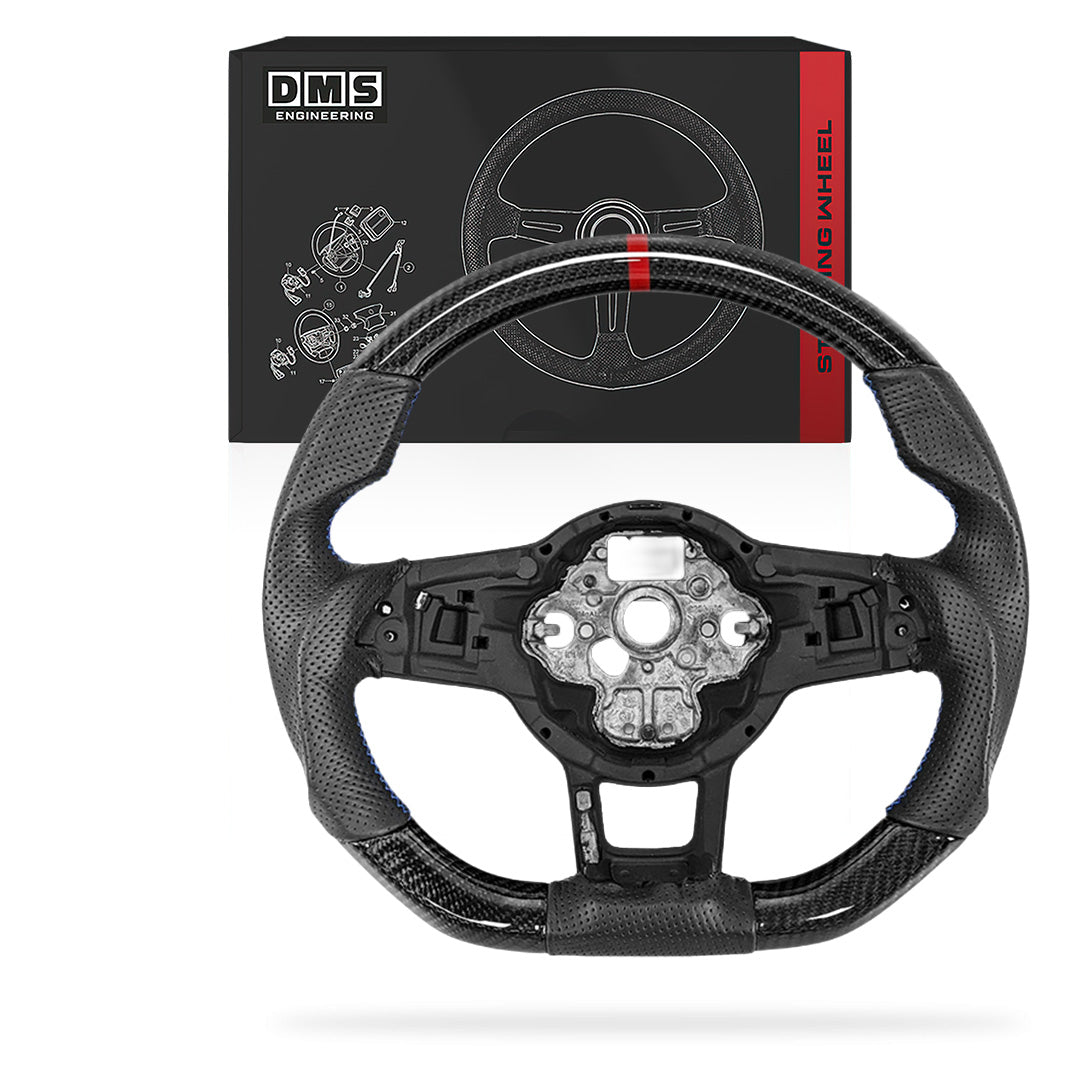 Volkswagen Jetta 1B (2015 - 2018) Carbon Leather Blue Stitching Red Line Steering Wheel