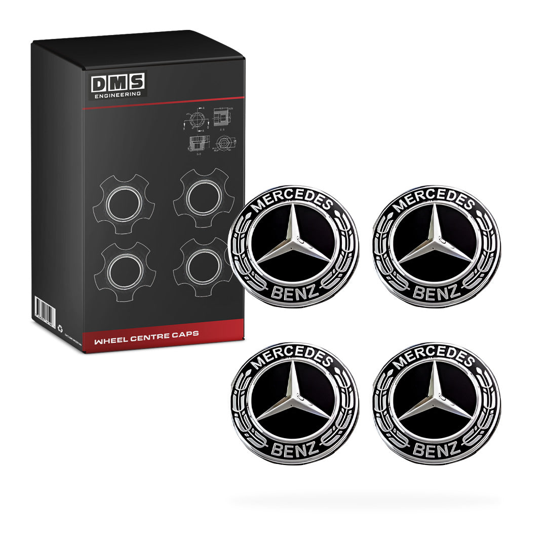 Mercedes-Benz GLA-Class X156 (2014 - 2015) 4 Pcs. 75mm Black Wheel Centre Caps