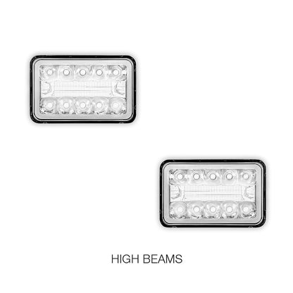 Universal 4 Pcs. 4x6" LED Headlights LH + RH