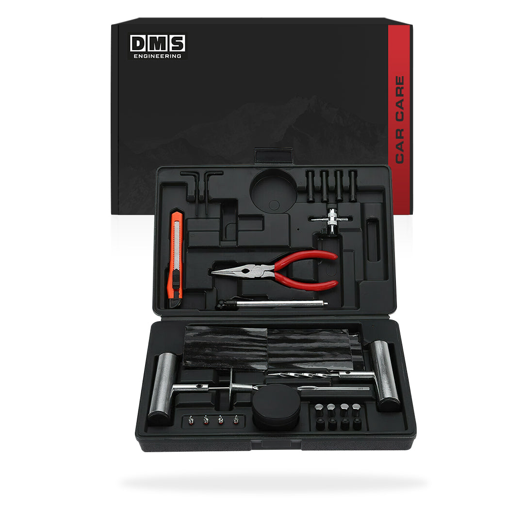 DMS Road Safety Kit - Tire Repair Kit + Cordless Tire Inflator + Jump Starter Power Bank