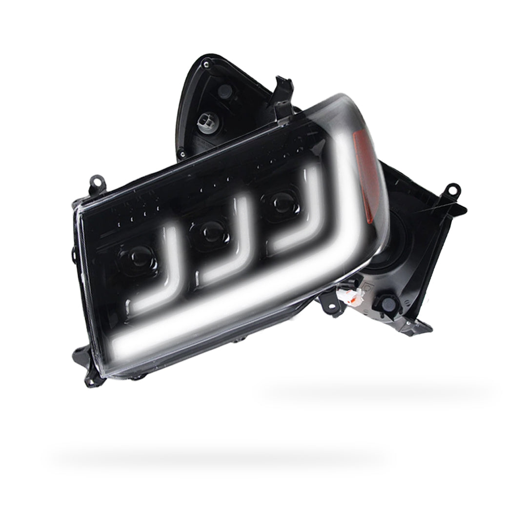 Toyota LandCruiser FZJ100 / UZJ100 (2006 - 2007) LED DRL Chrome Projector Headlights LH + RH