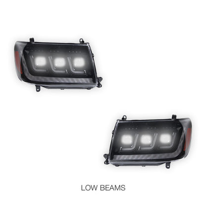 Toyota LandCruiser FZJ100 / UZJ100 (2006 - 2007) LED DRL Chrome Projector Headlights LH + RH