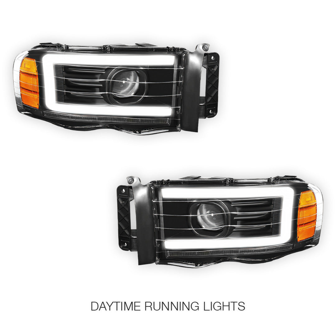 Dodge RAM 2500 (2002 - 2005) LED DRL Sequential Turn Signal Projector Headlights LH + RH
