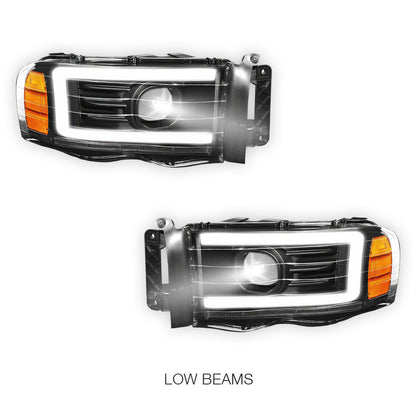 Dodge RAM 2500 (2002 - 2005) LED DRL Sequential Turn Signal Projector Headlights LH + RH