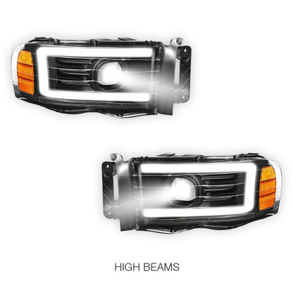 Dodge RAM 2500 (2002 - 2005) LED DRL Sequential Turn Signal Projector Headlights LH + RH