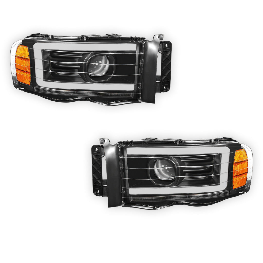 Dodge RAM 2500 (2002 - 2005) LED DRL Sequential Turn Signal Projector Headlights LH + RH