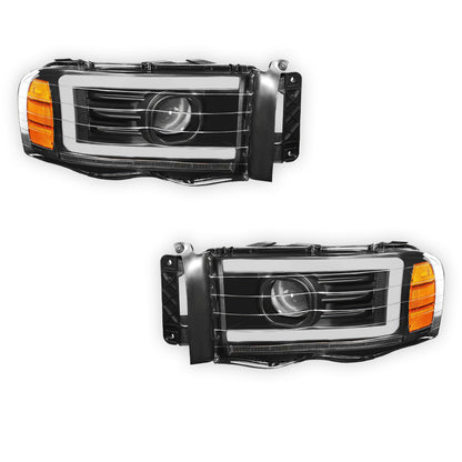 Dodge RAM 2500 (2002 - 2005) LED DRL Sequential Turn Signal Projector Headlights LH + RH