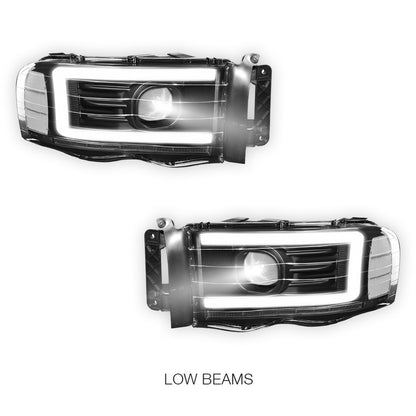 Dodge RAM 2500 (2002 - 2005) LED DRL Sequential Turn Signal Projector Headlights LH + RH