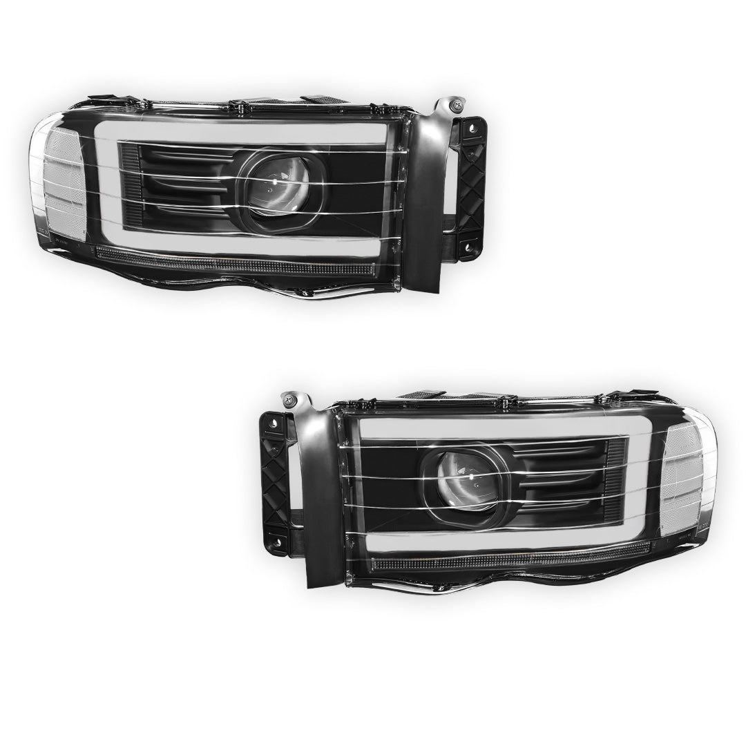 Dodge RAM 2500 (2002 - 2005) LED DRL Sequential Turn Signal Projector Headlights LH + RH