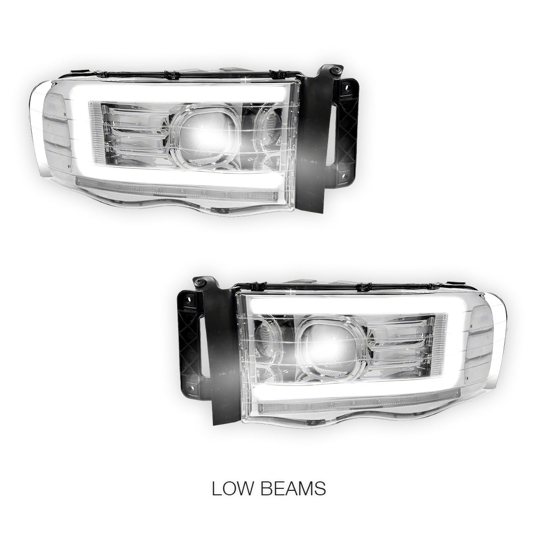Dodge RAM 2500 (2002 - 2005) LED DRL Sequential Turn Signal Projector Headlights LH + RH