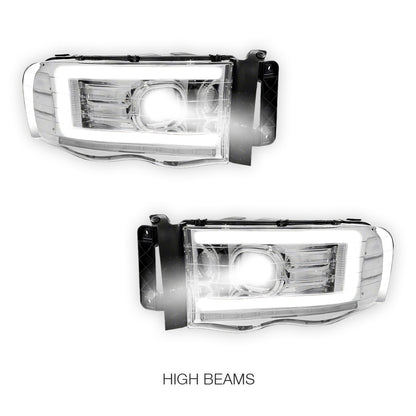 Dodge RAM 2500 (2002 - 2005) LED DRL Sequential Turn Signal Projector Headlights LH + RH