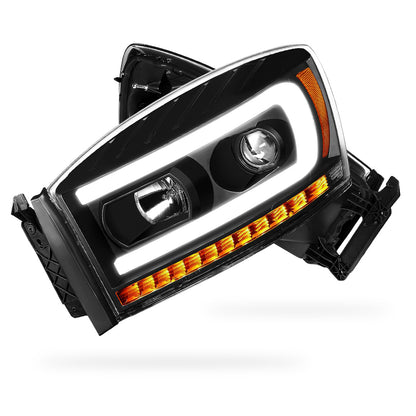 Dodge RAM 1500 (2006 - 2008) LED DRL Sequential Signal Projector Headlights LH + RH