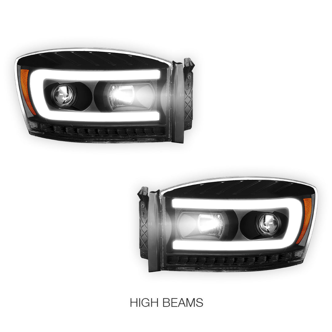 Dodge RAM 1500 (2006 - 2008) LED DRL Sequential Signal Projector Headlights LH + RH