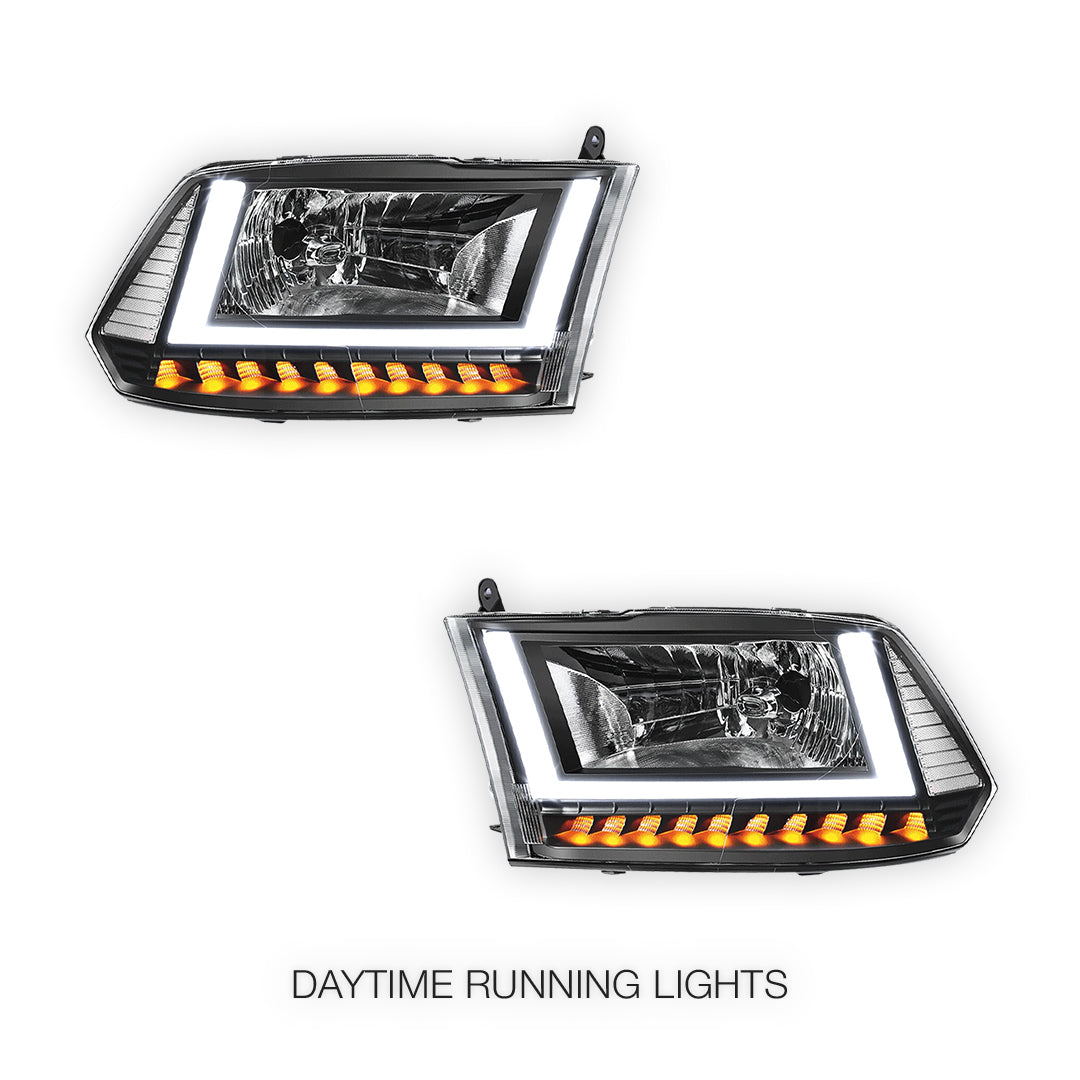 RAM 1500 Classic (2019 - 2024) U-LED DRL Sequential Signal Headlights LH + RH