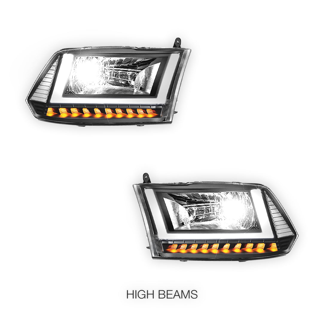 RAM 1500 Classic (2019 - 2024) U-LED DRL Sequential Signal Headlights LH + RH