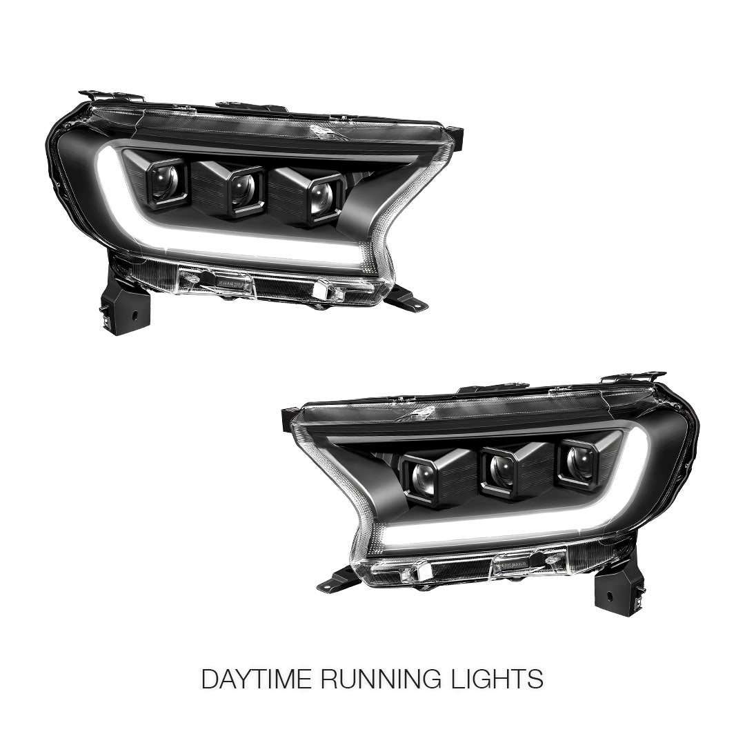 Ford Ranger (2019 - 2023) LED DRL Sequential Signal Projector Headlights LH + RH