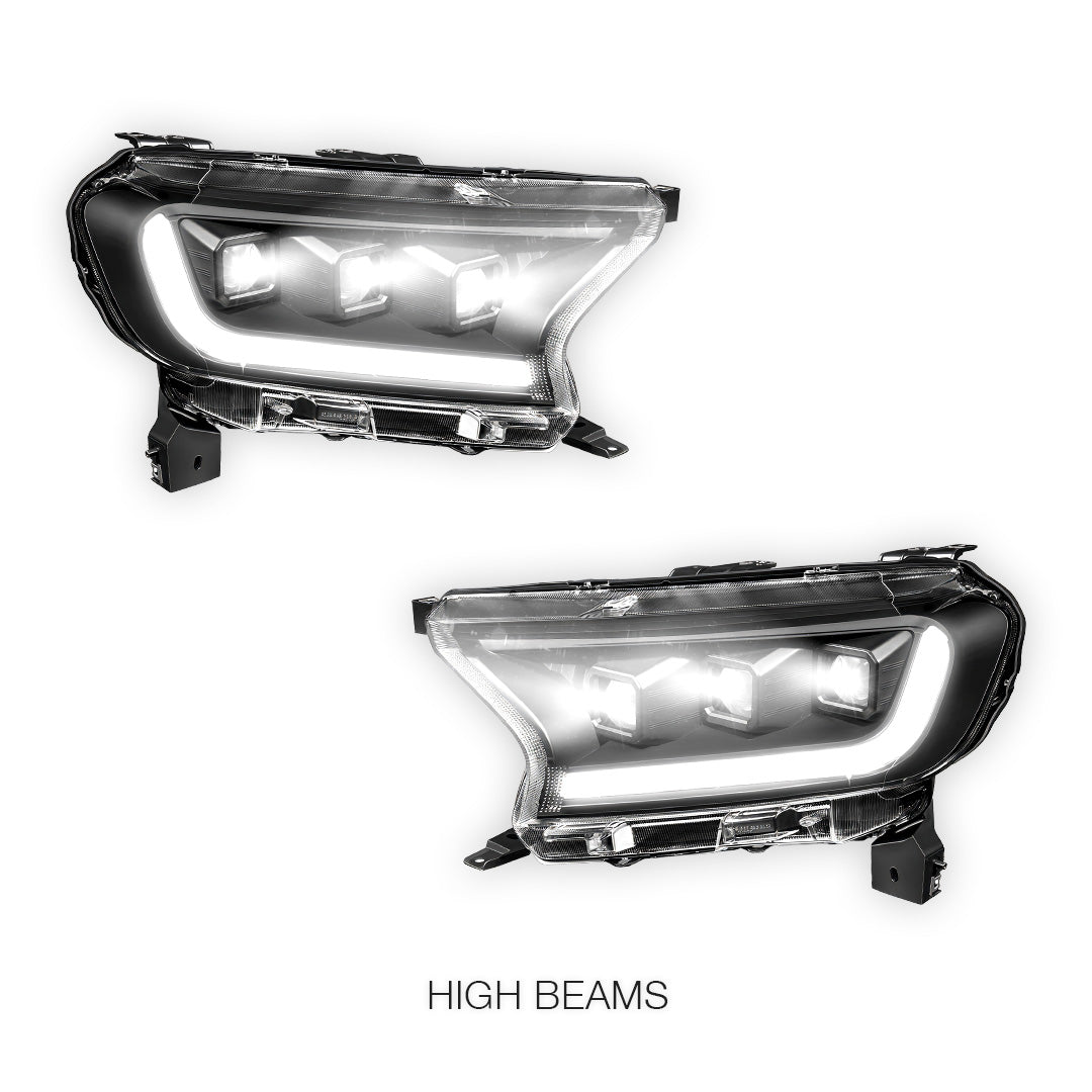 Ford Ranger (2019 - 2023) LED DRL Sequential Signal Projector Headlights LH + RH