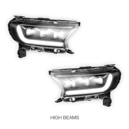 Ford Ranger (2019 - 2023) LED DRL Sequential Signal Projector Headlights LH + RH