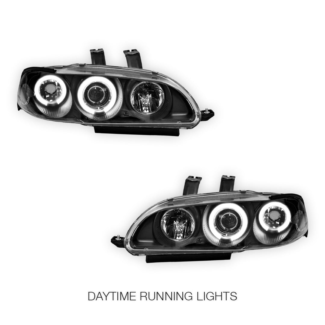 Honda Civic EG (1992 - 1995) LED DRL Angel-Eyes Projector Headlights LH + RH