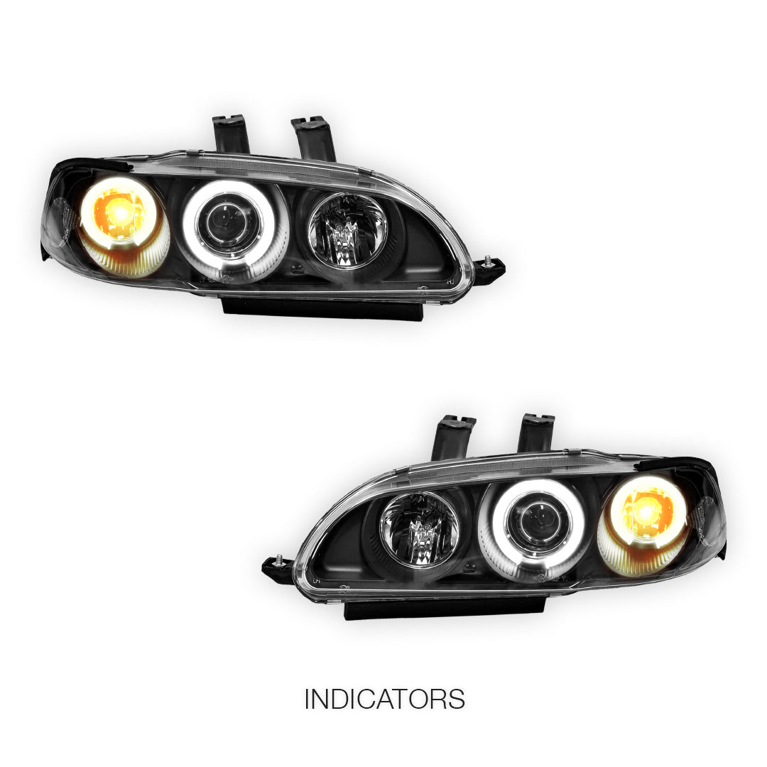 Honda Civic EG (1992 - 1995) LED DRL Angel-Eyes Projector Headlights LH + RH