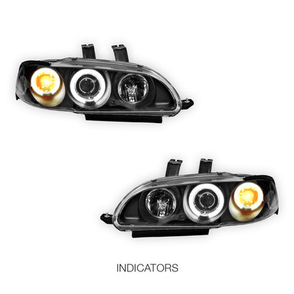 Honda Civic EG (1992 - 1995) LED DRL Angel-Eyes Projector Headlights LH + RH