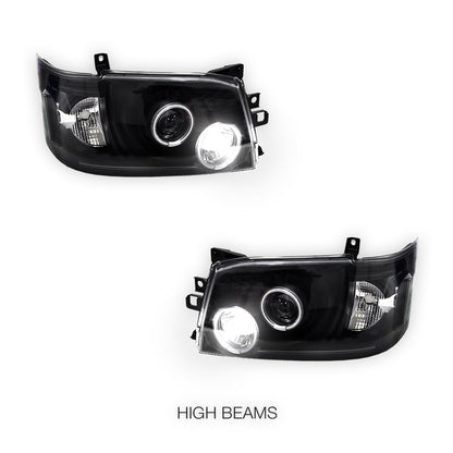 Toyota HiAce H200 (2005 - 2010) CCFL Angel-Eyes LED DRL Projector Headlights LH + RH
