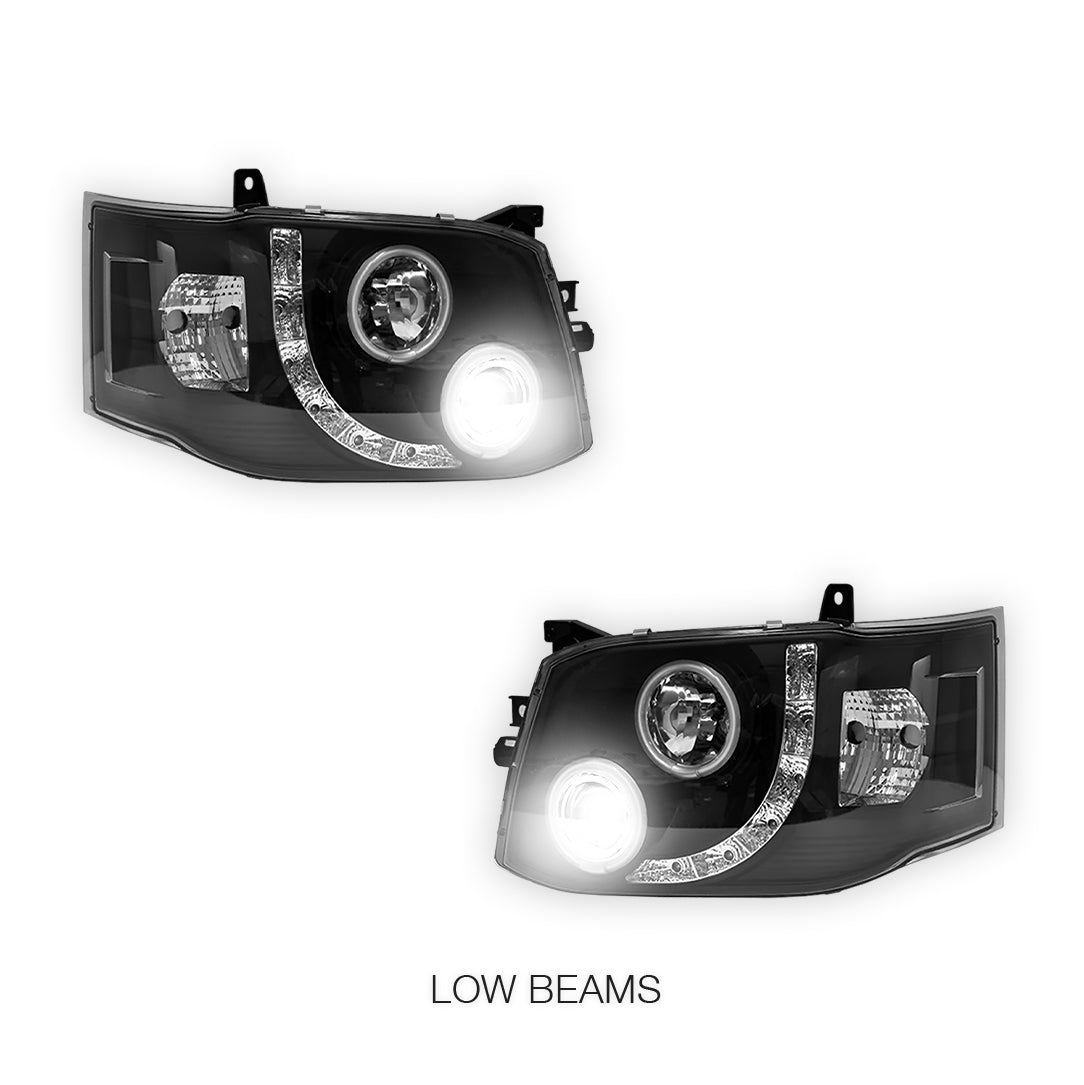 Toyota HiAce H200 (2011 - 2014) CCFL Angel-Eyes LED DRL Projector Headlights LH + RH