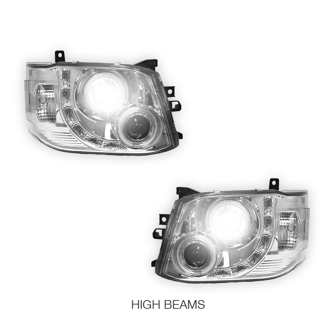 Toyota HiAce H200 (2011 - 2014) CCFL Angel-Eyes LED DRL Projector Headlights LH + RH