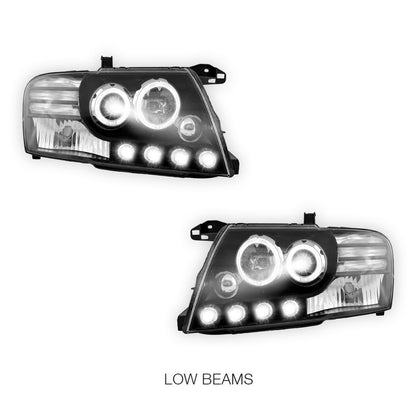 Mitsubishi Pajero NM / NP (2000 - 2006) High power LED Angel Eyes Projector Headlights LH + RH