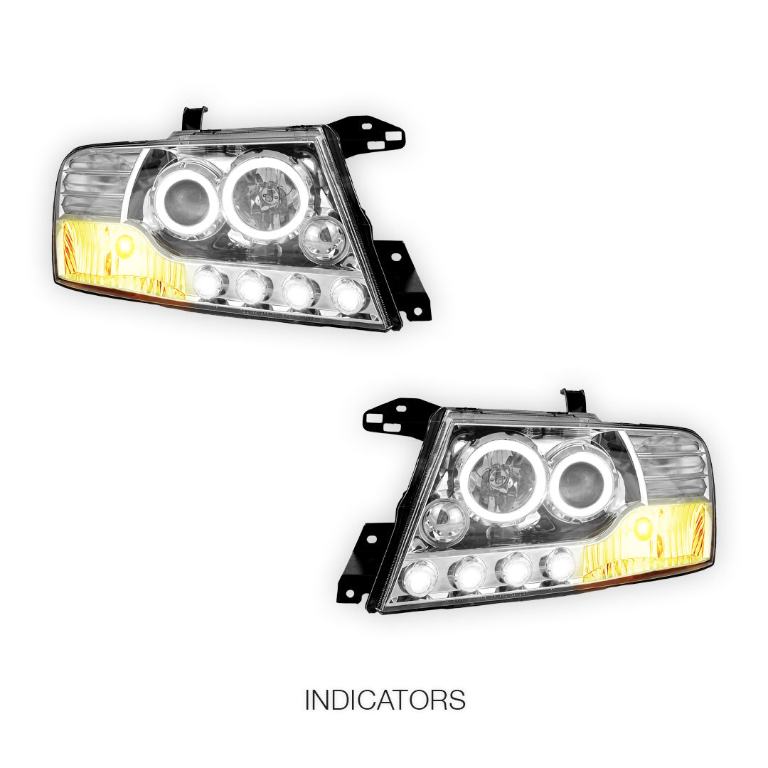 Mitsubishi Pajero NM / NP (2000 - 2006) High power LED Angel Eyes Projector Headlights LH + RH