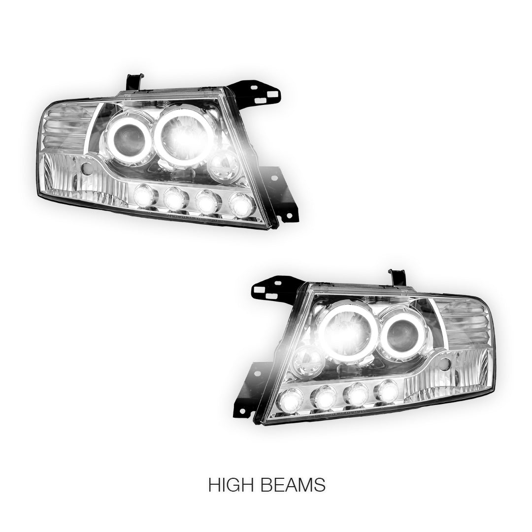 Mitsubishi Pajero NM / NP (2000 - 2006) High power LED Angel Eyes Projector Headlights LH + RH