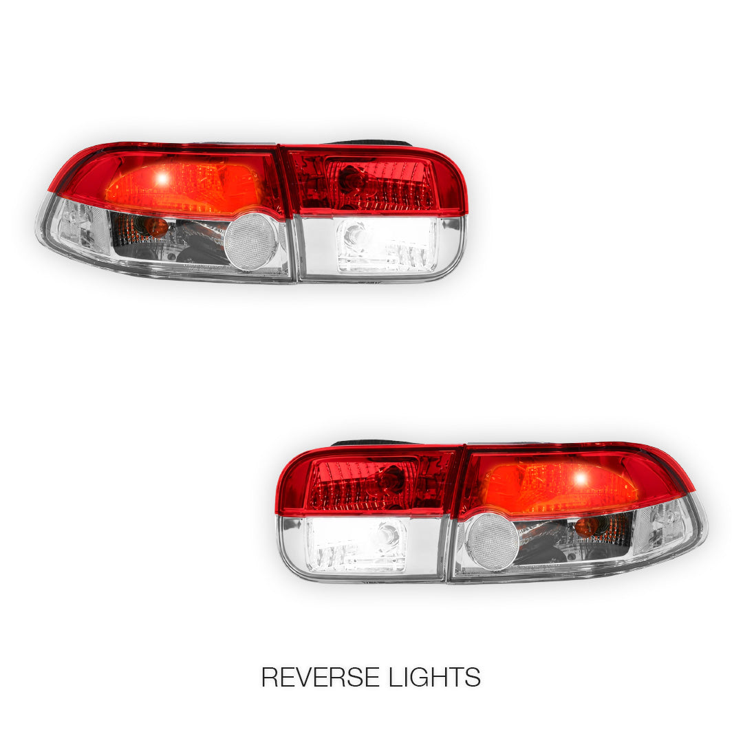 Honda Civic EH (1992 - 1995) JDM Clear Red Halogen Tail Lights LH + RH