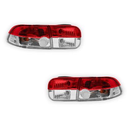 Honda Civic EH (1992 - 1995) JDM Clear Red Halogen Tail Lights LH + RH