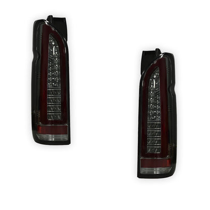 Toyota HiAce H200 (2005 - 2018) Smoked Black Full 3D LED Stripe Tail Lights LH + RH
