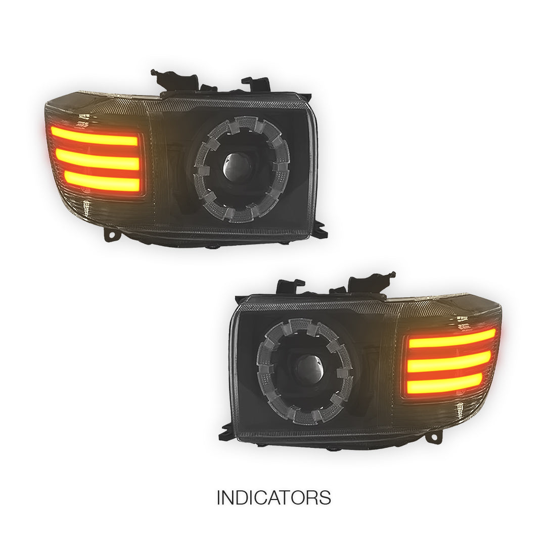Toyota LandCruiser VDJ70 / 76 / 78 / 79 Series (2007 - 2025) Smoked LED Headlights LH + RH