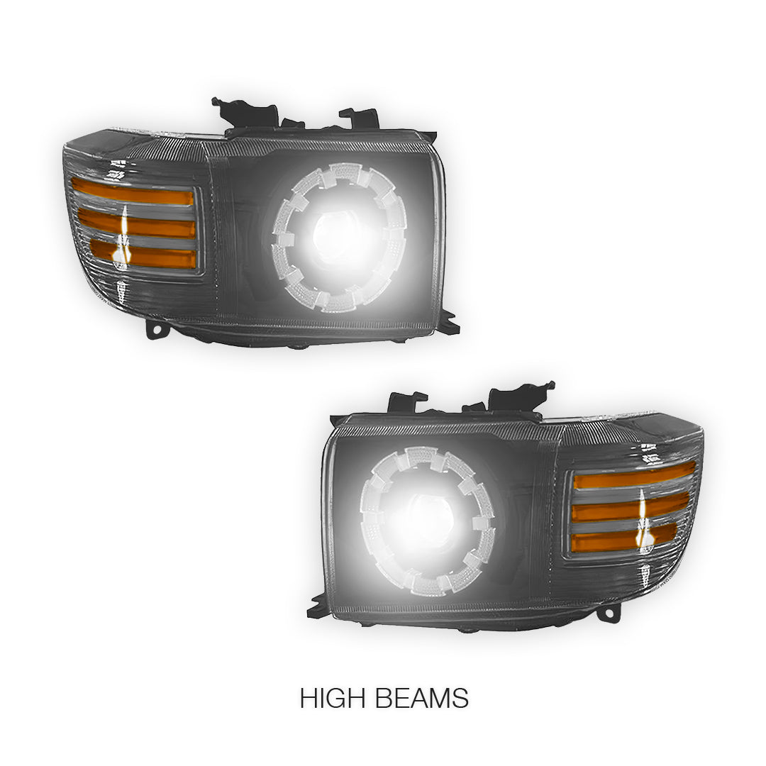 Toyota LandCruiser VDJ70 / 76 / 78 / 79 Series (2007 - 2025) Smoked LED Headlights LH + RH