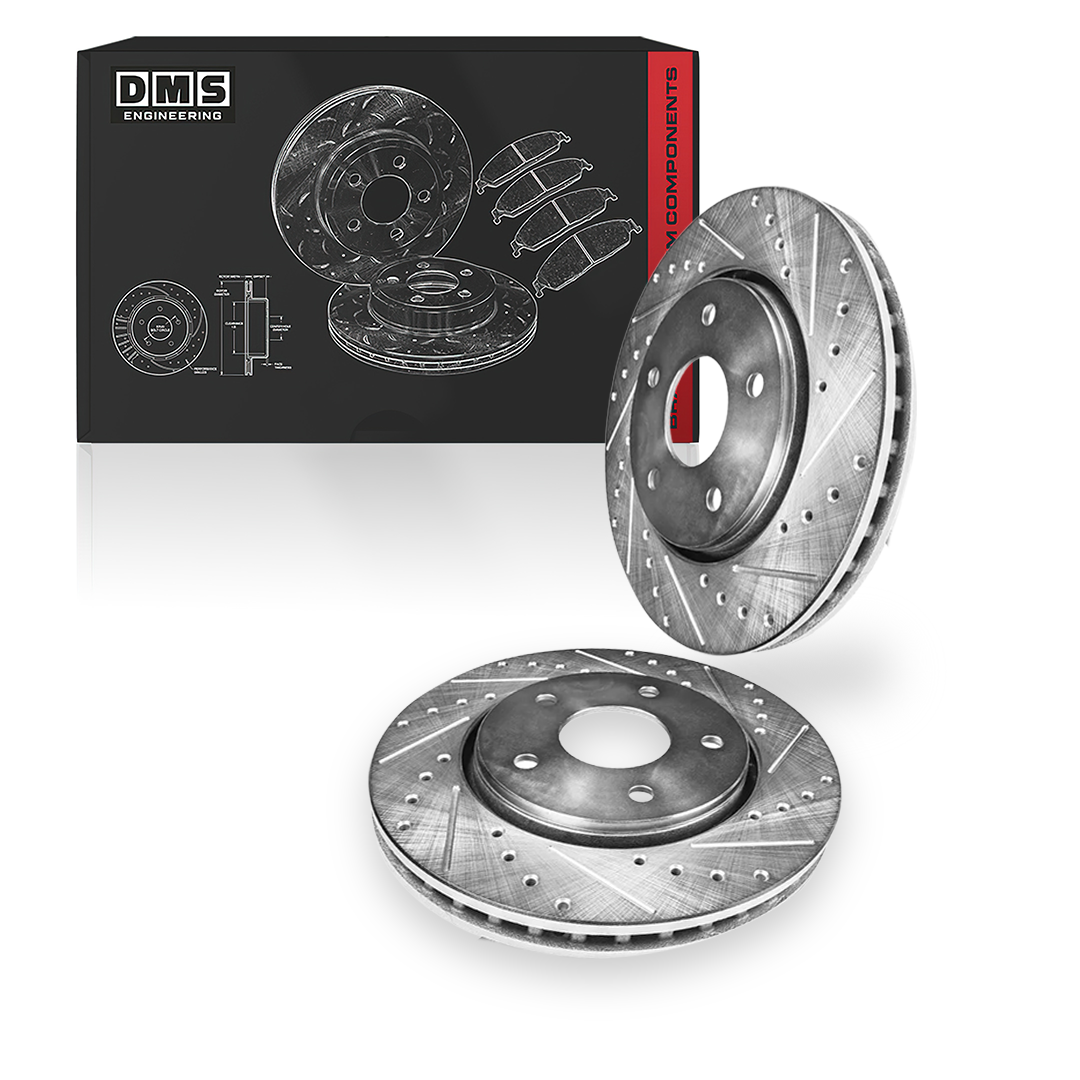 RAM 1500 (2006 - 2018) Front and Rear Drilled & Slotted Brake Rotors and Brake Pads LH + RH