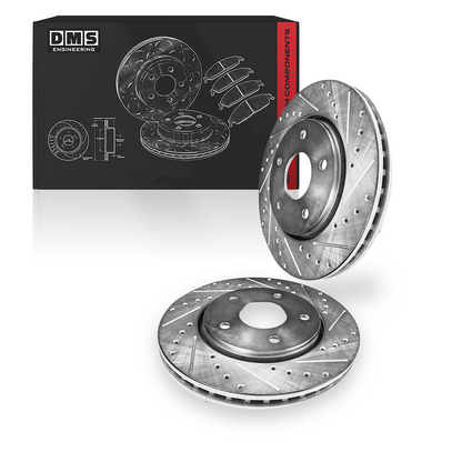 RAM 1500 (2006 - 2018) Front and Rear Drilled & Slotted Brake Rotors and Brake Pads LH + RH