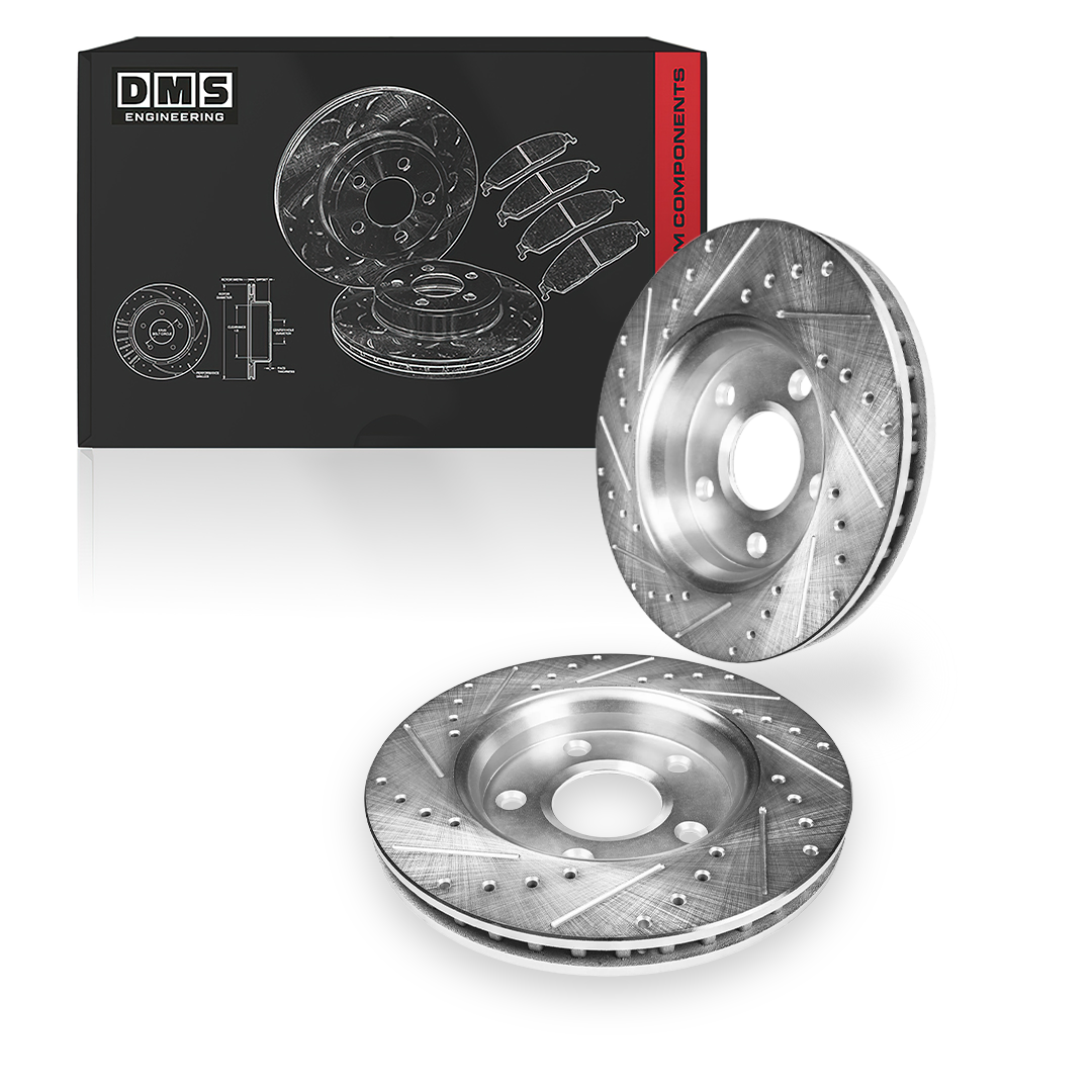 RAM 1500 (2006 - 2018) Front and Rear Drilled & Slotted Brake Rotors and Brake Pads LH + RH