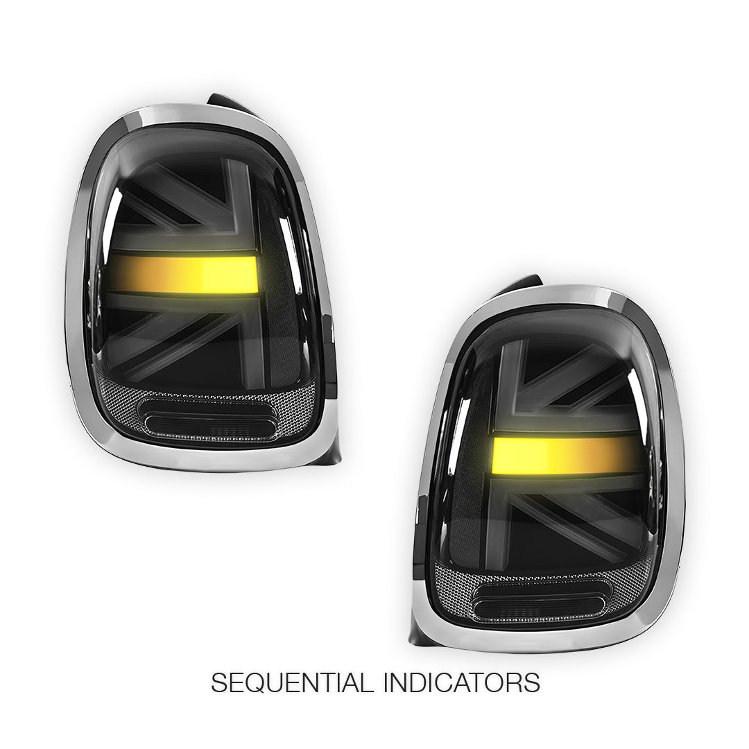 Mini Cooper F55 / F56 / F57 (2014 - 2018) Sequential Smoked Chrome LED Tail Lights LH + RH