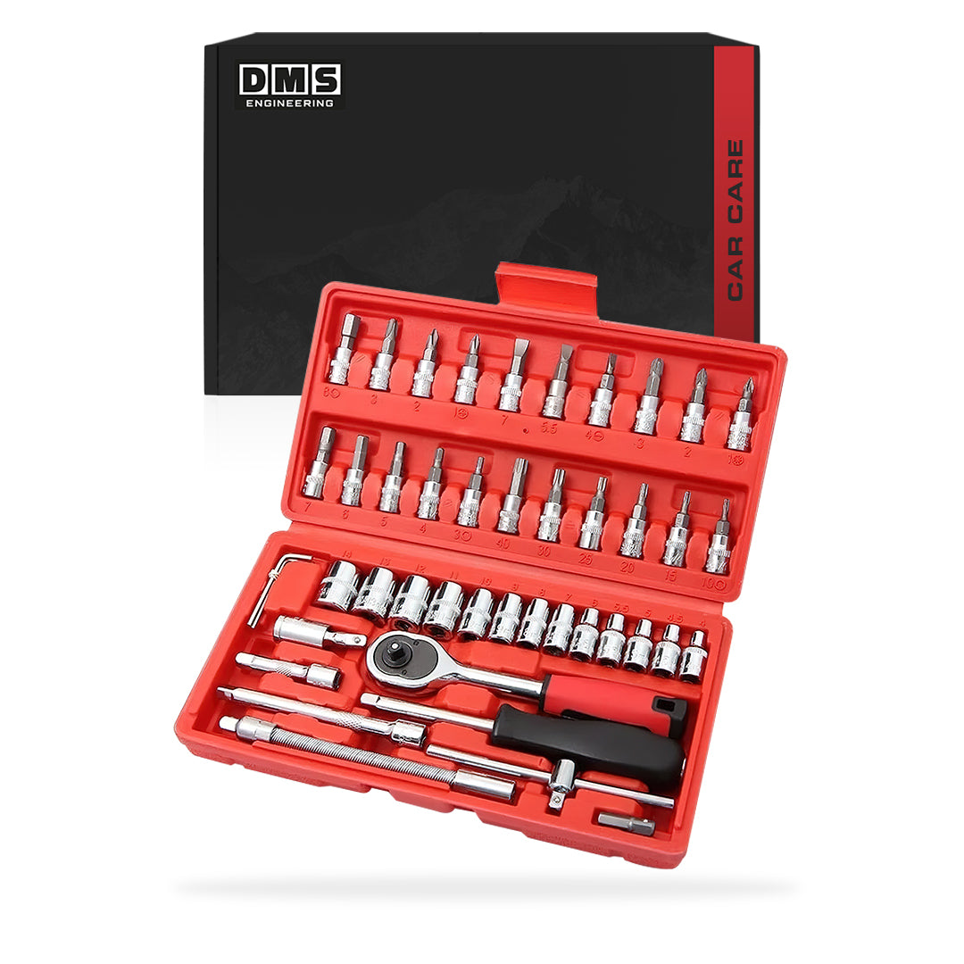 46-Piece 1/4" Socket & Ratchet Wrench Set Kit