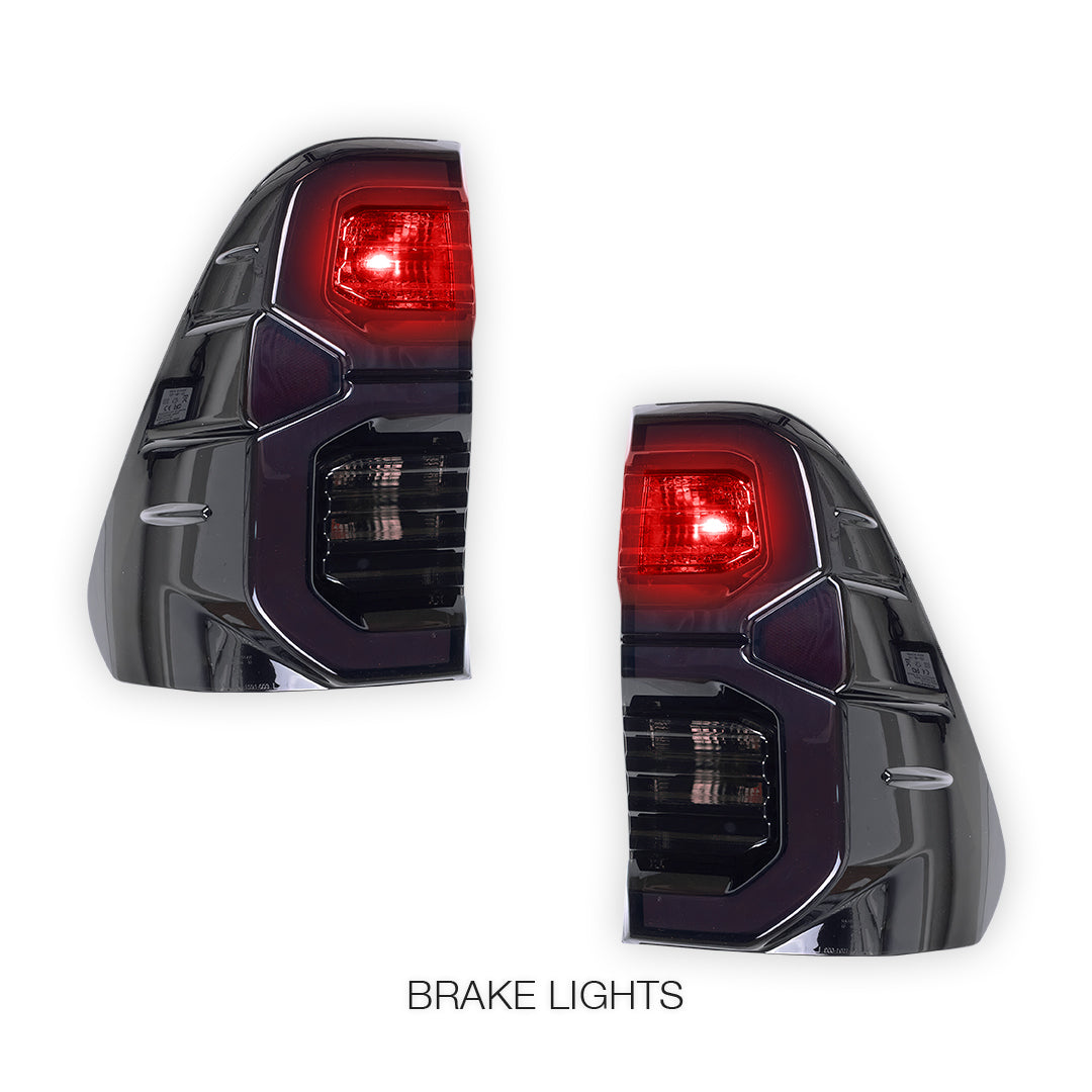 Toyota HiLux GUN126 / GUN136 (2020 - 2025) Black LED Tail Lights LH + RH