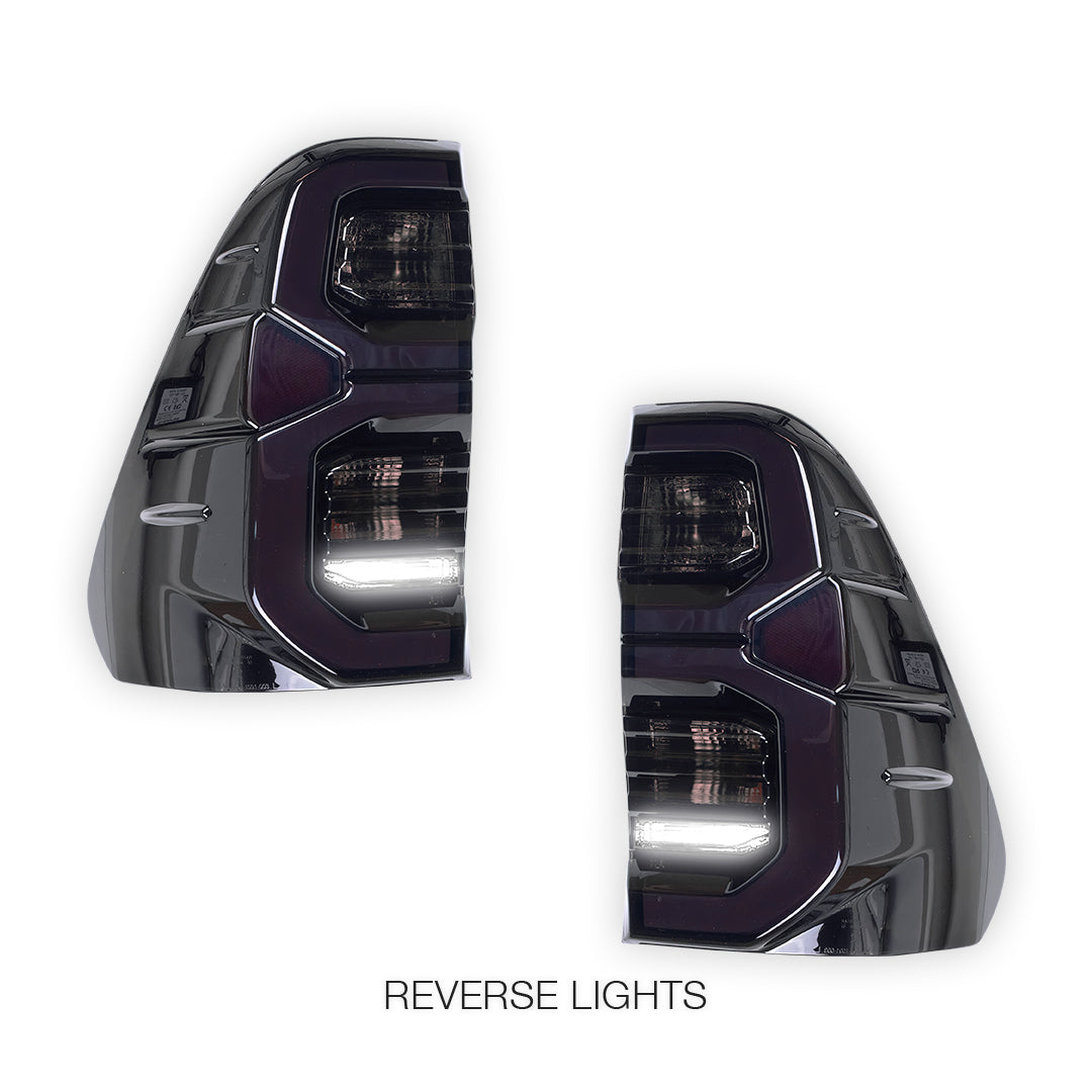 Toyota HiLux GUN126 / GUN136 (2020 - 2025) Black LED Tail Lights LH + RH