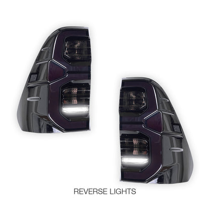 Toyota HiLux GUN126 / GUN136 (2020 - 2025) Black LED Tail Lights LH + RH