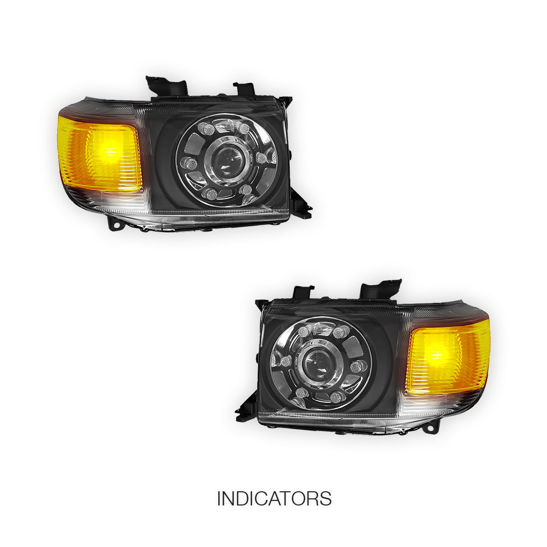 Toyota LandCruiser VDJ 76 / 78 / 79 Series (2007 - 2021) Clear LED Headlights LH + RH