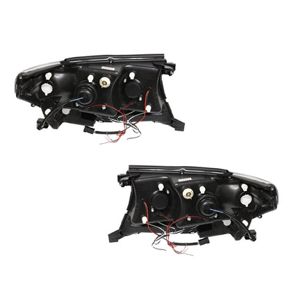 Toyota LandCruiser 200 Series (2007 - 2015) Clear / Black Halo Angel Eyes Headlights LH + RH