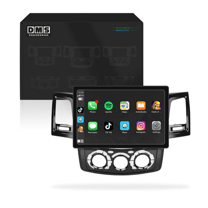 Toyota Hilux N70 (2005 - 2015) 9" 13.3" Wireless Android 16 Head Unit for Apple CarPlay / Android Auto Straight Knob AC Panel