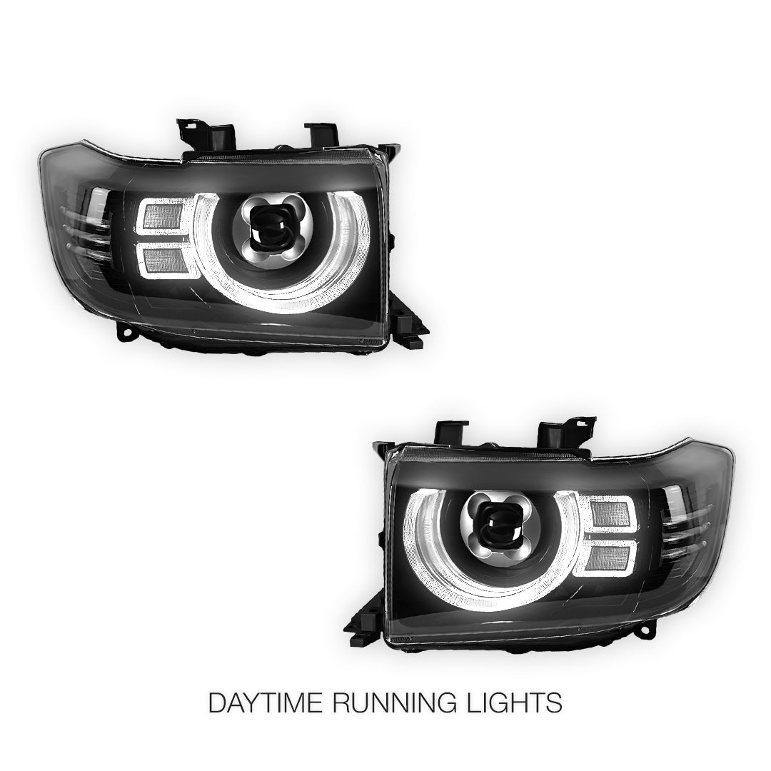 Toyota LandCruiser 70 / 73 / 75 / 76 / 78 / 79 Series (2007- 2022) LED DRL Dual Beam Projector Headlights LH + RH